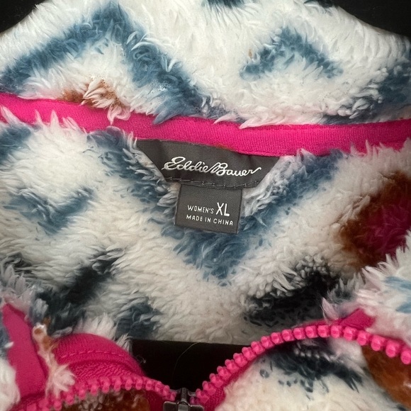 Eddie Bauer Women's Aztec Sherpa Fleece 1/4 Zip Pullover Jacket Southwest XL - Picture 3 of 5